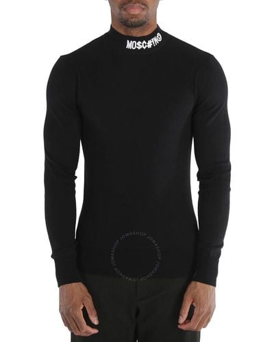 Moschino Logo Funnel-neck Sweater - Black