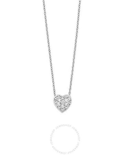 Roberto Coin 18k White Gold Tiny Treasures Diamond Heart Necklace - Metallic