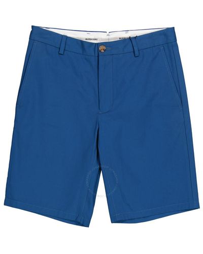 Burberry Dark Cerulean Shibden Logo Applique Shorts - Blue