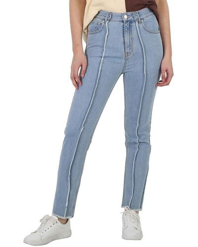 ROKH Frayed Slim Fit Jeans - Blue