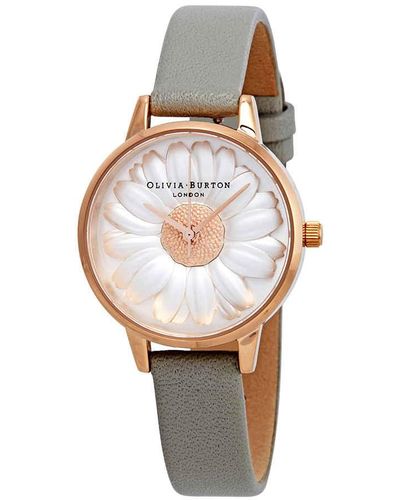 Olivia Burton Flower Show 3d Daisy White Dial Watch - Metallic