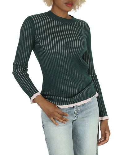 Burberry Contrast-trim Cashmere-blend Sweater - Green