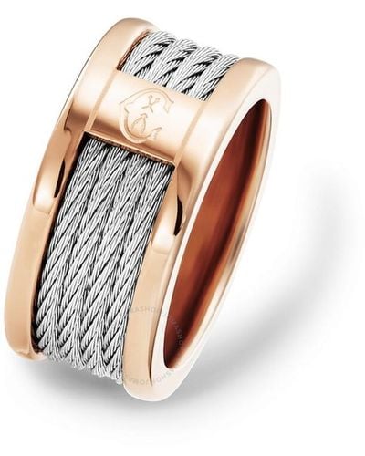 Charriol Forever Stainless Steel Pvd Rose Gold Cable Ring - White