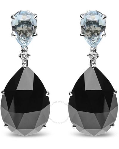 Haus of Brilliance 18k White Gold 1/5 Cttw Diamond With Pear Cut Sky Blue Topaz - Black