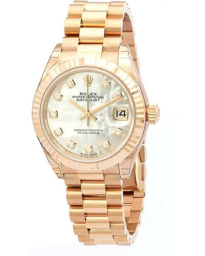 Rolex Datejust 28 Automatic Diamond Mother Of Pearl Dial Watch - Metallic
