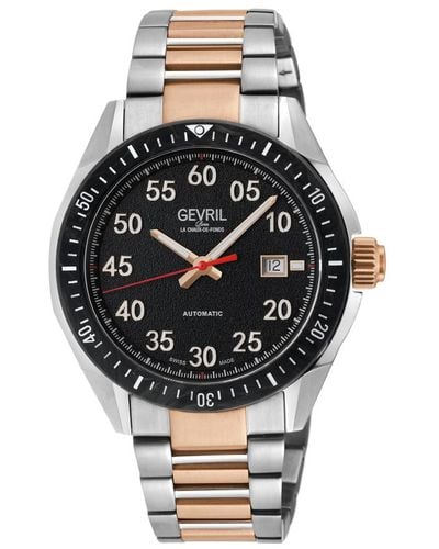 Gevril Ascari Automatic Black Dial Watch - Metallic