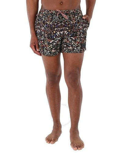 Burberry Greenford Floral Print Nylon Swim Shorts - Black