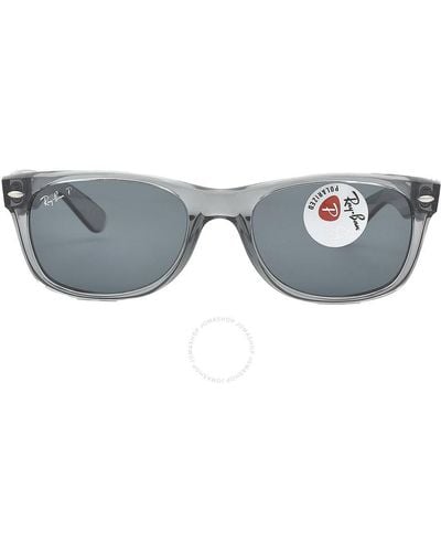 Ray-Ban New Wayfarer Classic Polarized Sunglasses Rb2132 64503r 52 - Gray
