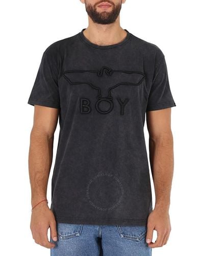 BOY London Washed Boy 3d Embbroidered Cotton T-shirt - Black