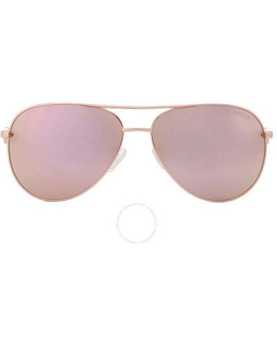 Guess Factory Brown Pink Mirror Pilot Sunglasses Gu7295 28g 60