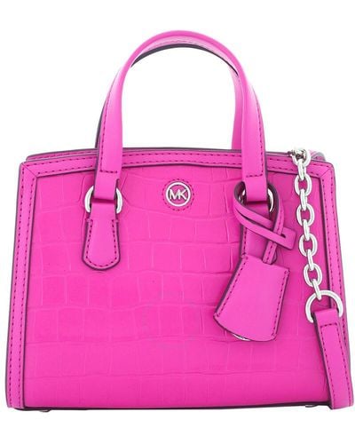 Michael Kors Crocodile Embossed Leather Chantal Extra-small Messenger Bag - Pink