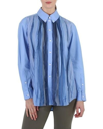 Burberry Silk Pleated Shirt - Blue