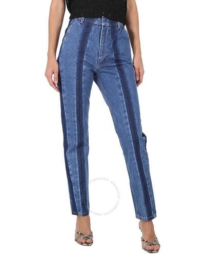 Ksenia Schnaider Striped Slim High-waist Jeans - Blue