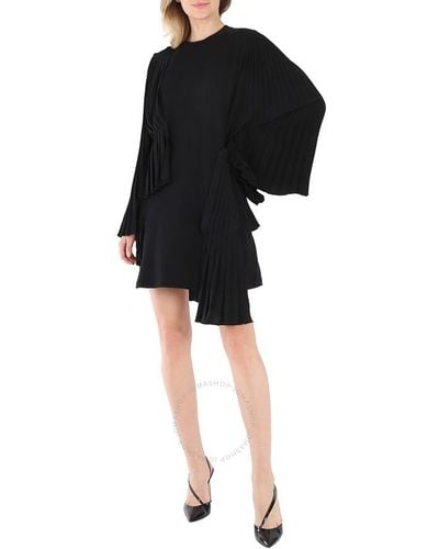 MM6 by Maison Martin Margiela Mm6 Asymmetrical Pleated Cotton Jersey Dress - Black