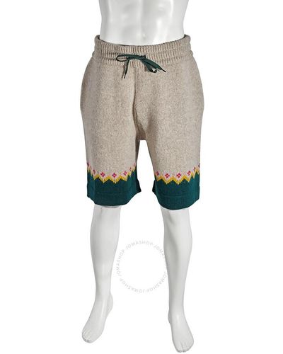 Burberry Gunley Fair Isle Wool Drawcord Shorts - Natural