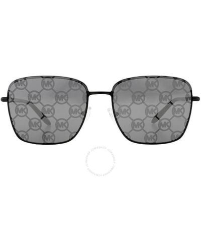 Michael Kors Burlington Silver Mirror Logo Square Sunglasses Mk1123 1005ai 57 - Gray
