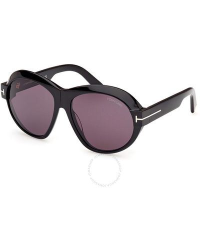 Tom Ford Inger Smoke Oval Sunglasses Ft1113 01a 59 - Purple