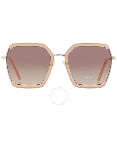 Guess Factory Brown Gradient Butterfly Sunglasses Gf0418 57f 58 - Pink
