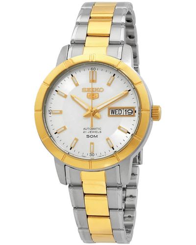 Seiko Series 5 Automatic Silver Dial Two-tone Watch - Metallic