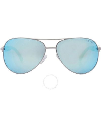 Guess Blue Mirror Pilot Sunglasses Gu7295 06x 60