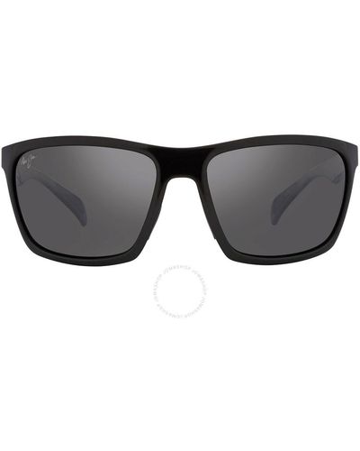 Maui Jim Makoa Neutral Gray Wrap Sunglasses - Black