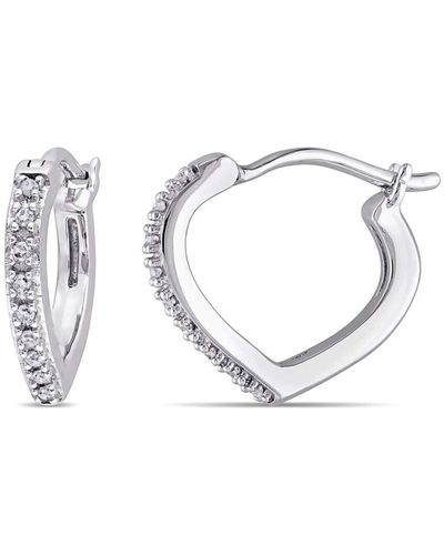 Amour Diamond Heart Hoop Earrings - Metallic