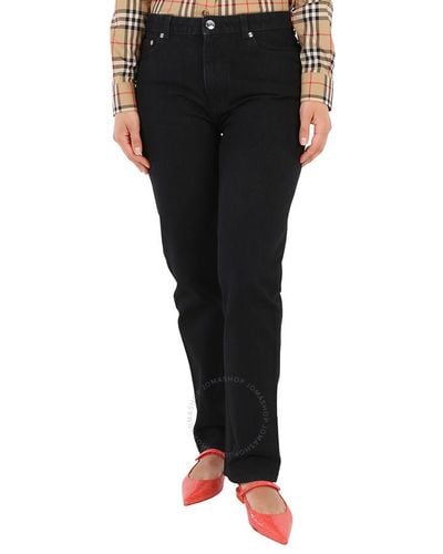 Burberry Logo-print Straight-leg Jeans - Black