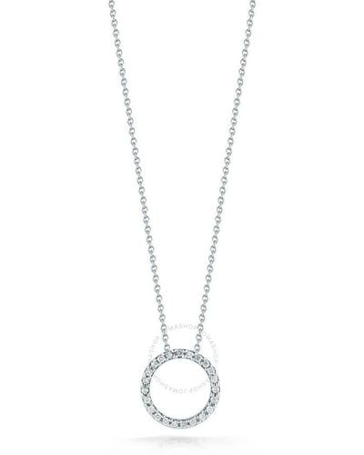 Roberto Coin 18k White Gold Diamond Open Circle Pendant Necklace - Metallic