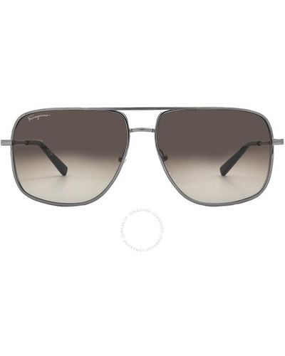 Ferragamo Dark Gray Navigator Sunglasses Sf278s 069 60 - Black