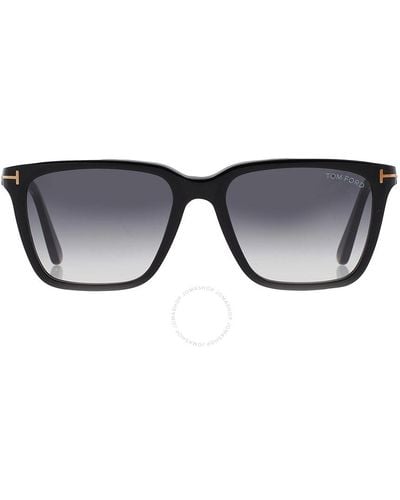Tom Ford Garrett Gradient Smoke Square Sunglasses Ft0862 01b 54 - Black