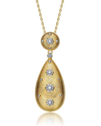 Rachel Glauber 14k Gold Plated Cubic Zirconia Pendant Necklace - Metallic