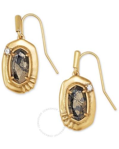 Kendra Scott Anna Vintage Gold Plated Brass And Black Pyrite Earrings 4217717756 - Metallic