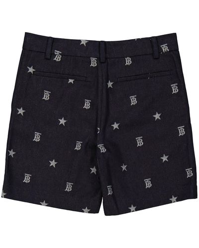 Burberry Boys Indigo Royston Star And Monogram Motif Tailored Shorts - Blue