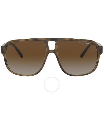 Armani Exchange Gradient Polarized Rectangular Sunglasses Ax4104s 8029t5 61 - Brown