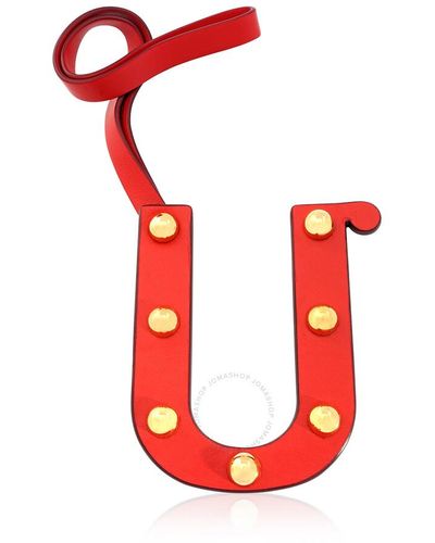Burberry Letter U Studded Leather Charm - Red