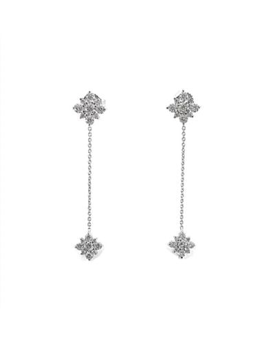 Roberto Coin Tiny Treasures 18k Gold Star Drop Earrings With Diamonds - White