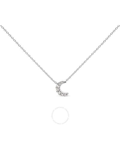 Haus of Brilliance 10k Gold Diamond Accented Crescent Moon Shaped 18" Inch Pendant Necklace - Metallic