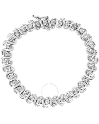 Haus of Brilliance .925 Sterling Silver 1/3 Cttw Miracle-set Diamond "s" Link Tennis Bracelet - Metallic