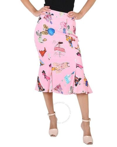 Moschino Fantasy Print Flare Skirt - Pink