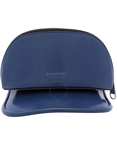 Burberry Ink Removable Zipper Pocket Vinyl Visor Hat - Blue