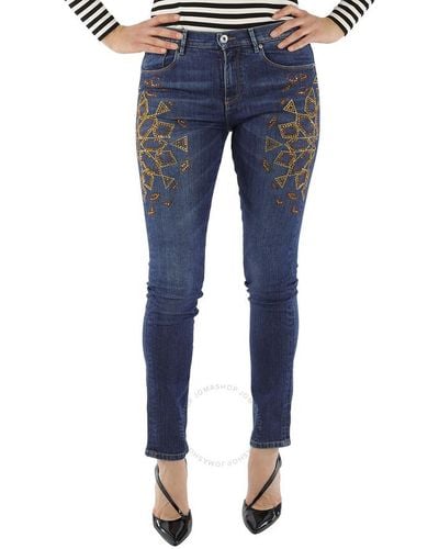 Roberto Cavalli Riad Embroidered Skinny Jeans - Blue