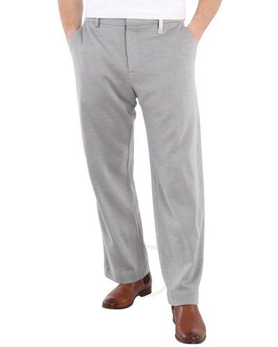 Burberry Light Pebble Cashmere Blend Jersey Wide-leg Trousers - Grey