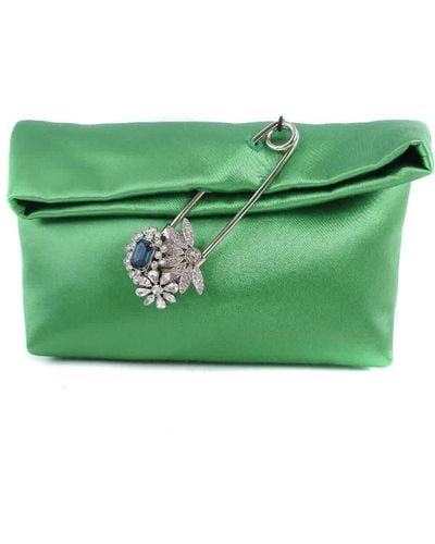 Burberry Vibrant Crystal Embellsihed Pin Clutch - Green