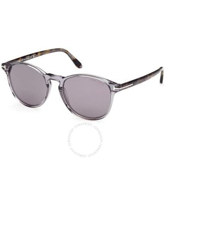 Tom Ford Lewis Smoke Mirror Oval Sunglasses Ft1097 20c 53 - Multicolour