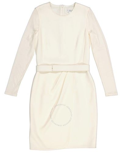 Max Mara Olona Long Sleeve Stretch Wool Dress - White