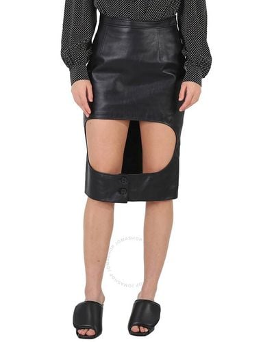Burberry Florence Cutout Leather Skirt - Black