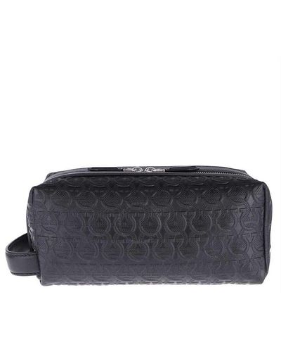 Ferragamo Gancini Logo Dopp Kit Toiletry Bag - Black