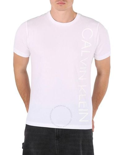 Calvin Klein Vertical Logo Knit Casual T-shirt - White