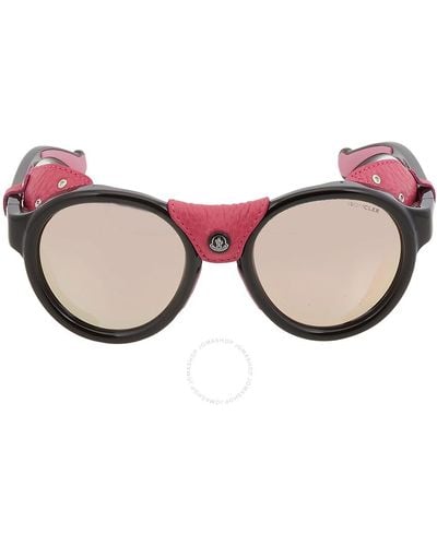 Moncler Smoke Mirror Round Sunglasses Ml0046 01c 52 - Pink