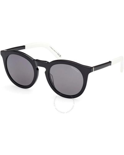 Moncler Odeonn Polarized Smoke Round Sunglasses Ml0291 01d 53 - Black